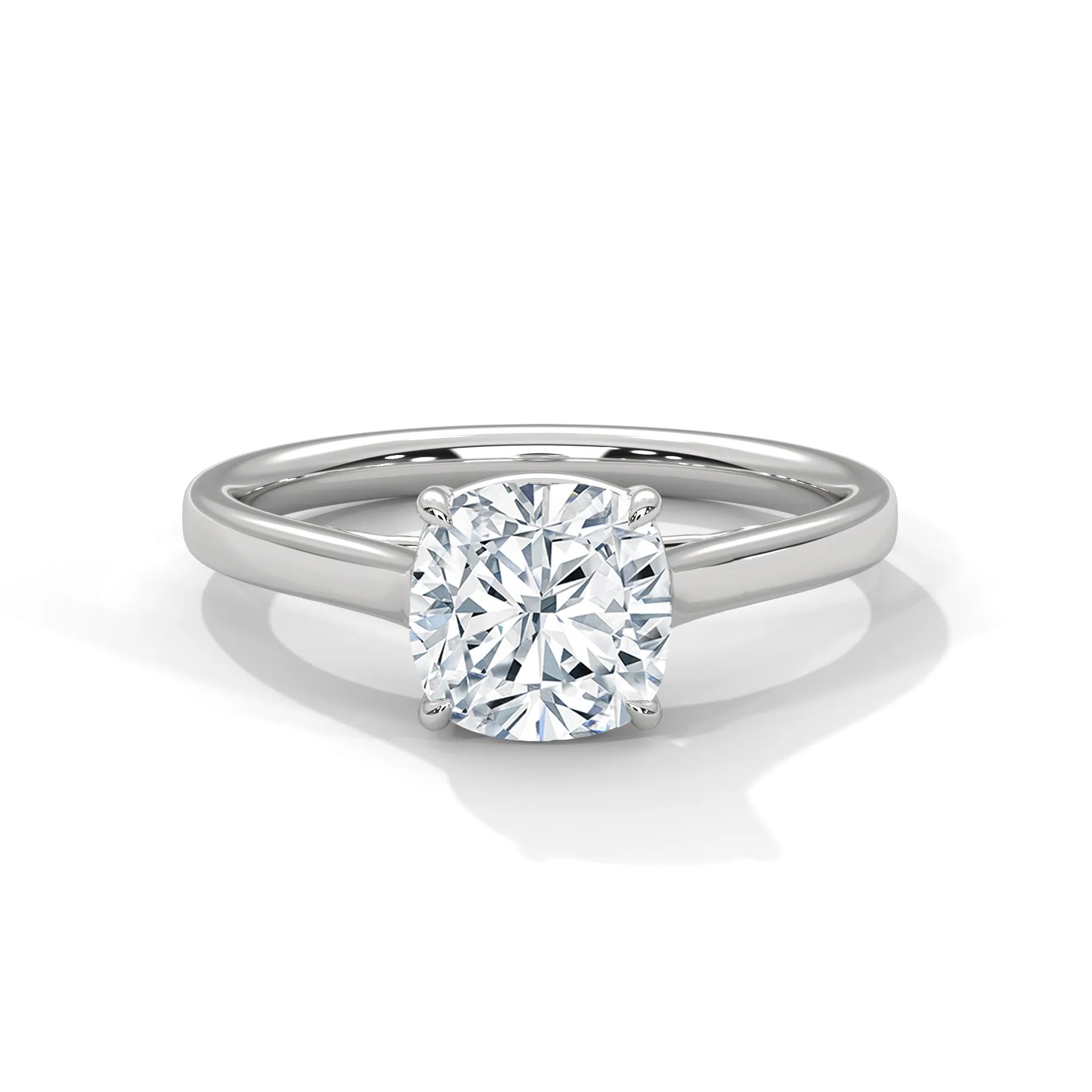 2.0ct Cushion Cut Moissanite Solitaire Ring 925 Sterling Silver Classic Engagement Band