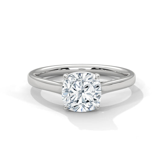 2.0ct Cushion Cut Moissanite Solitaire Ring 925 Sterling Silver Classic Engagement Band