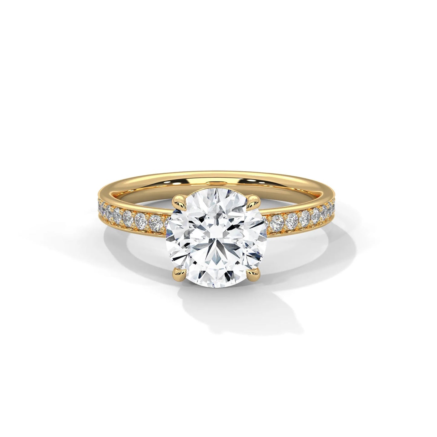 2.0ct round brilliant cut moissanite solitaire ring with pave set band 925 sterling silver