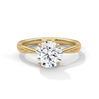 2.0ct Round Brilliant Cut Moissanite Solitaire Ring with Twist Band 925 Sterling Silver
