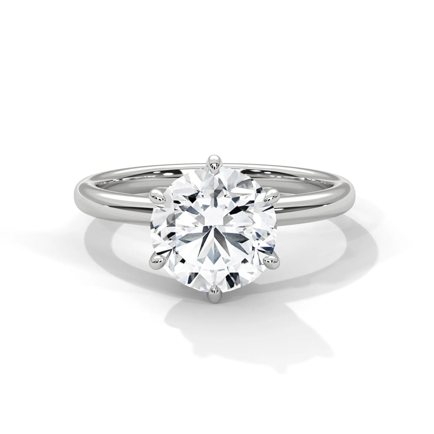 2.0ct round brilliant cut moissanite solitaire ring 925 sterling silver classic 6-prong engagement band
