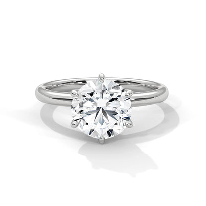 2.0ct Round Brilliant Cut Moissanite Solitaire Ring 925 Sterling Silver Classic 6-Prong Engagement Band