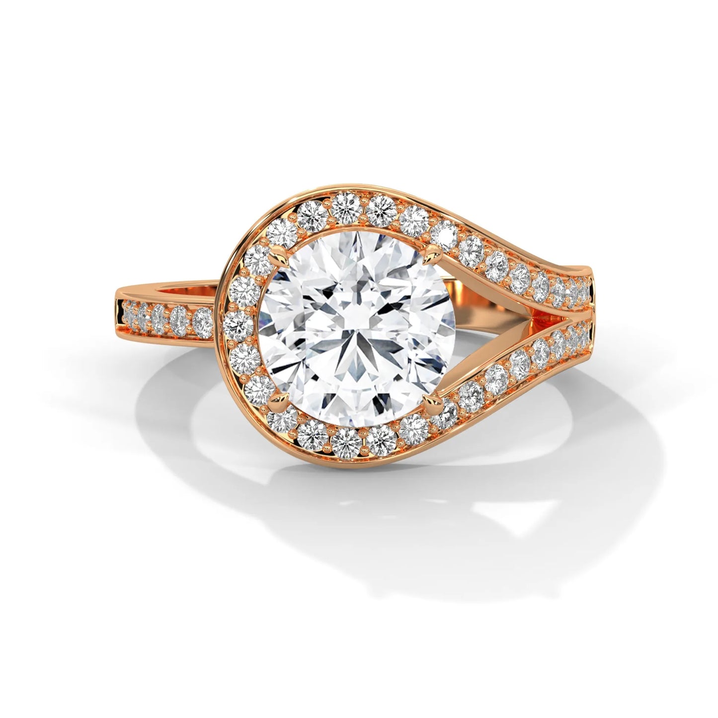 2.0ct round brilliant cut moissanite bypass halo ring 925 sterling silver engagement band