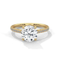 2.0ct Round Brilliant Cut Moissanite Solitaire Ring 925 Sterling Silver Pave Set Band