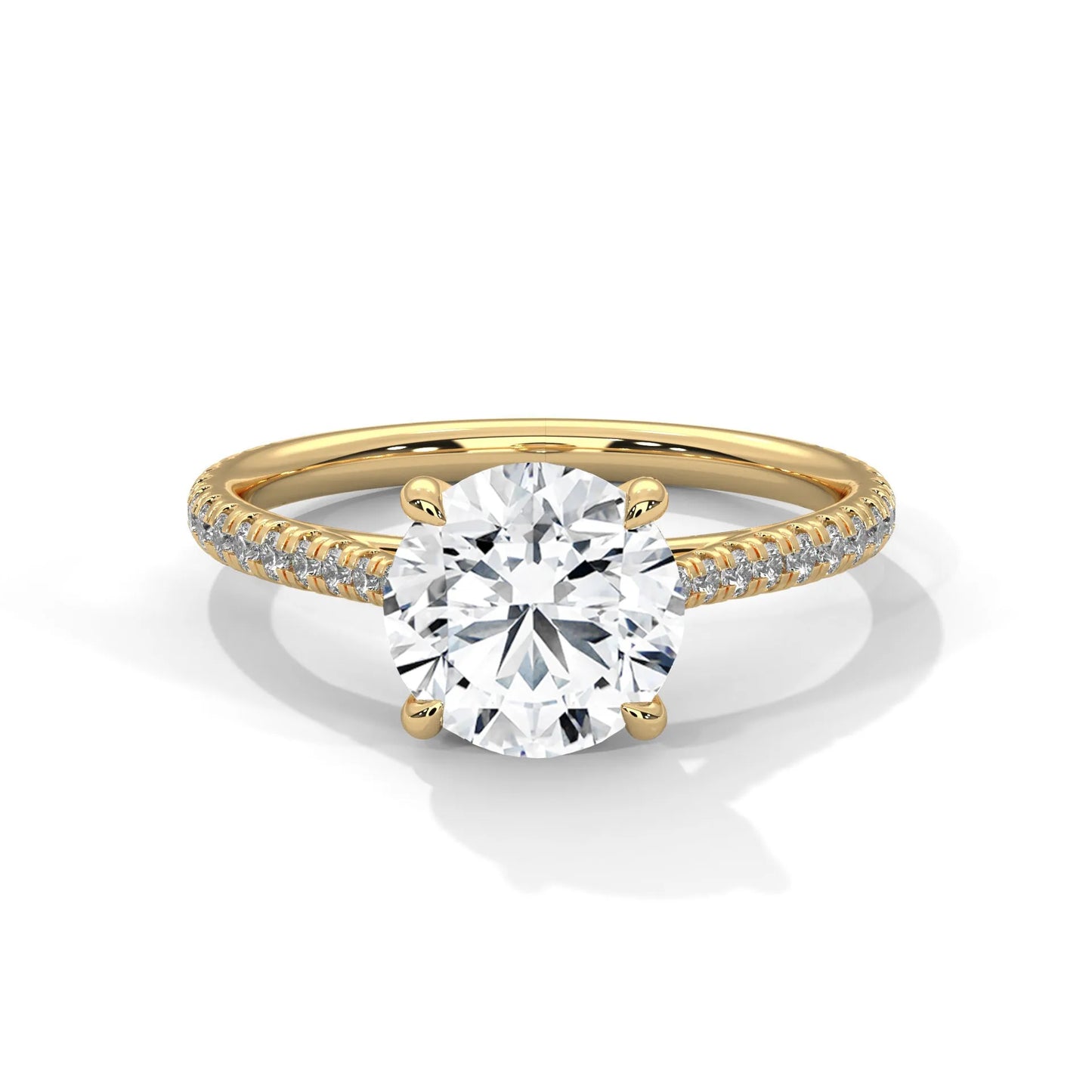 2.0ct round brilliant cut moissanite solitaire ring 925 sterling silver pave set band