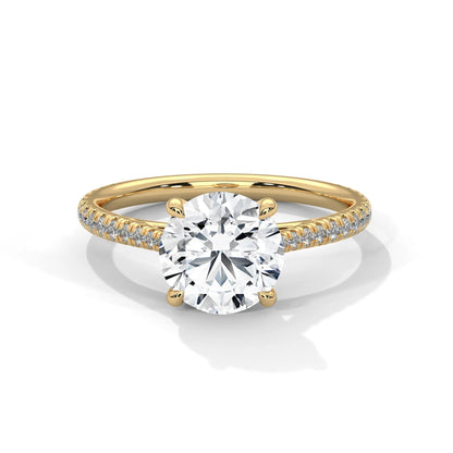 2.0ct Round Brilliant Cut Moissanite Solitaire Ring 925 Sterling Silver Pave Set Band