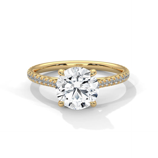 2.0ct Round Brilliant Cut Moissanite Solitaire Ring 925 Sterling Silver Pave Set Band