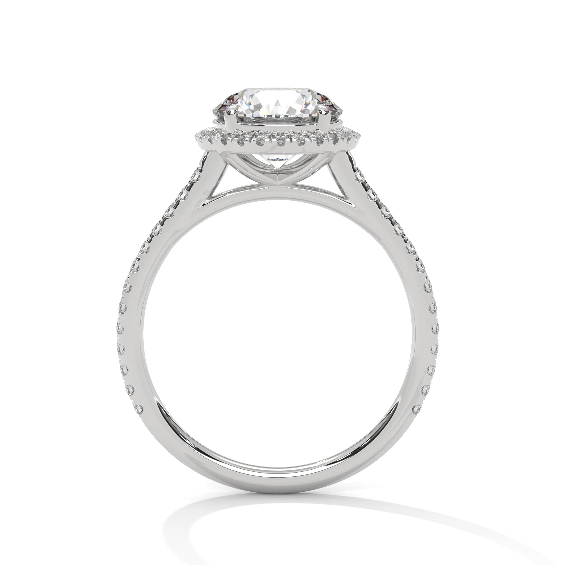 2.0ct Round Brilliant Cut Moissanite Halo Solitaire Ring 925 Sterling Silver Engagement Band