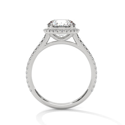 2.0ct Round Brilliant Cut Moissanite Halo Solitaire Ring 925 Sterling Silver Engagement Band