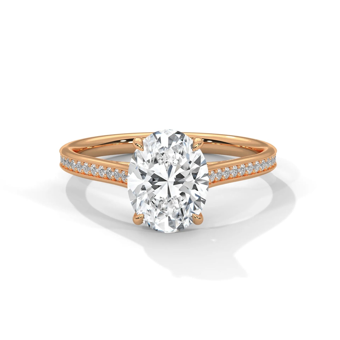 2.0ct oval cut moissanite solitaire ring with pave set band 925 sterling silver engagement band