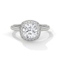 2.20ctw Cushion Cut Moissanite Halo Solitaire Ring 925 Sterling Silver Engagement Band