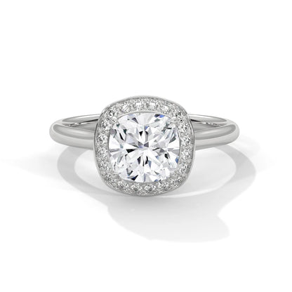 2.20ctw Cushion Cut Moissanite Halo Solitaire Ring 925 Sterling Silver Engagement Band