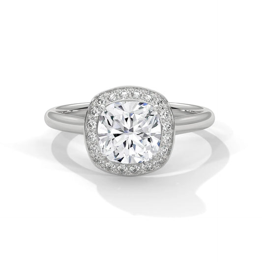 2.20ctw Cushion Cut Moissanite Halo Solitaire Ring 925 Sterling Silver Engagement Band
