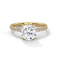 2.0ct Round Brilliant Cut Moissanite Solitaire Ring with Pave Set Band 925 Sterling Silver