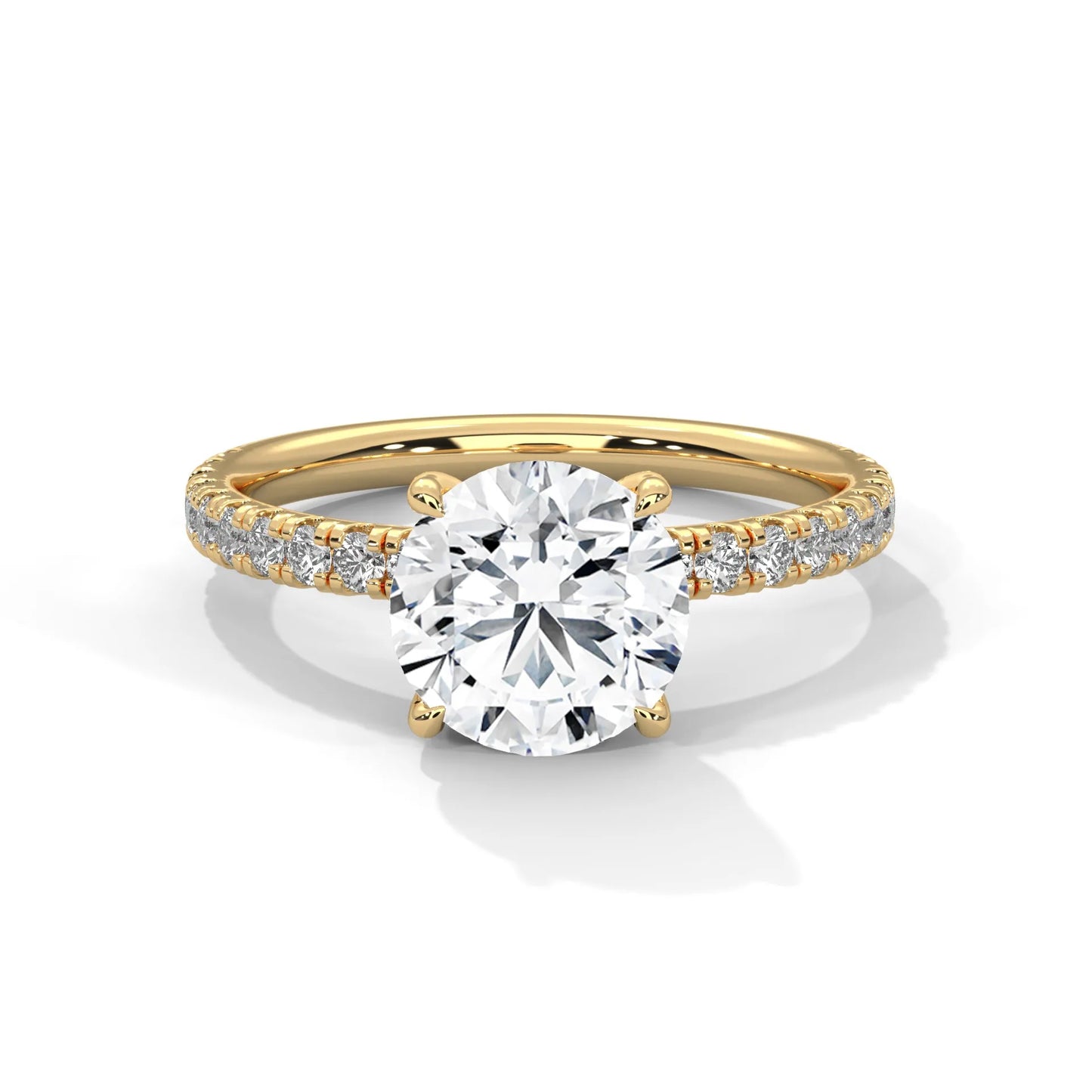 2.0ct round brilliant cut moissanite solitaire ring with pave set band 925 sterling silver
