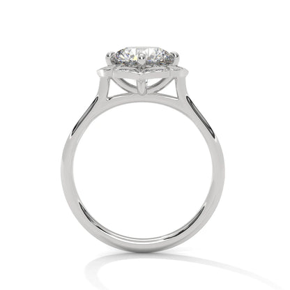 2.0ct Round Brilliant Cut Moissanite Floral Halo Solitaire Ring 925 Sterling Silver