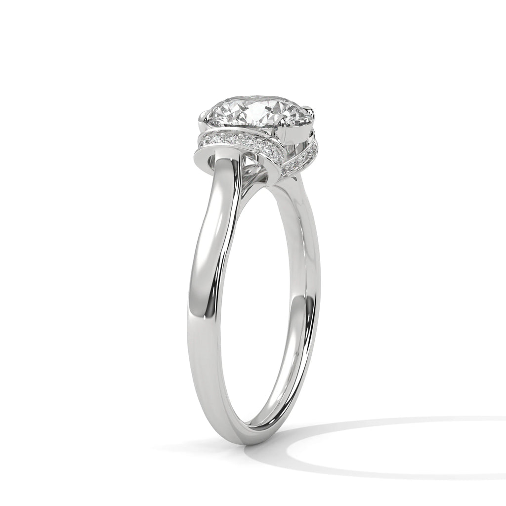 2.0ct Round Brilliant Cut Moissanite Hidden Halo Solitaire Ring 925 Sterling Silver Engagement Band