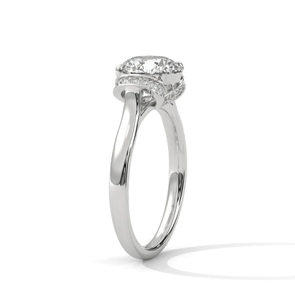 2.0ct Round Brilliant Cut Moissanite Hidden Halo Solitaire Ring 925 Sterling Silver Engagement Band
