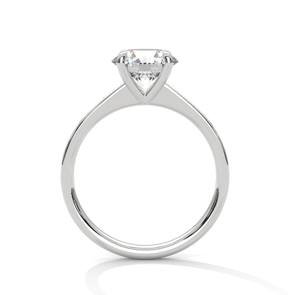 2.0ct Round Brilliant Cut Moissanite Solitaire Ring with Pave Band 925 Sterling Silver