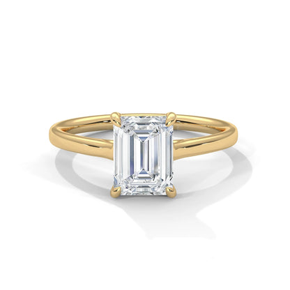 2.0ct Emerald Cut Moissanite Solitaire Ring 925 Sterling Silver Classic Engagement Band