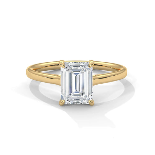 2.0ct Emerald Cut Moissanite Solitaire Ring 925 Sterling Silver Classic Engagement Band