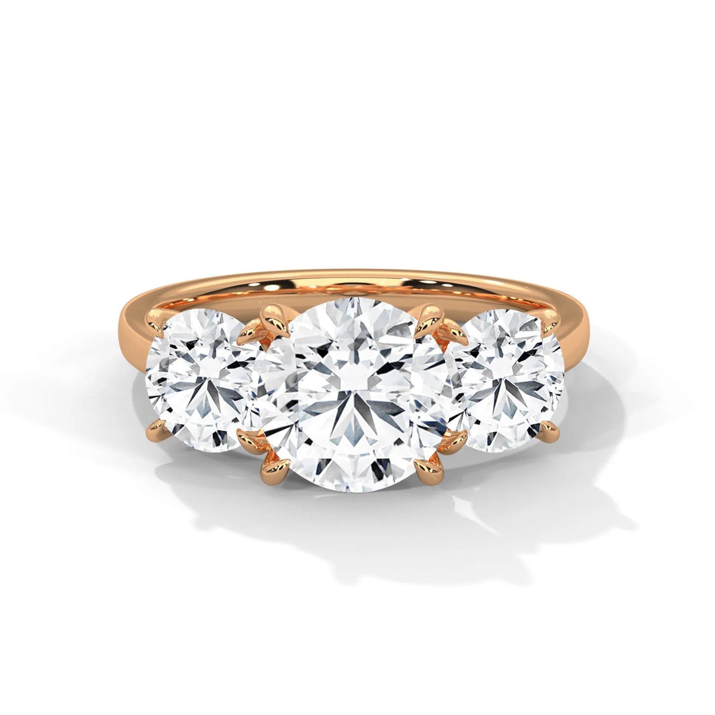 2.0ct round brilliant cut moissanite 3-stone engagement ring 925 sterling silver