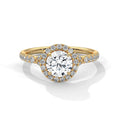 1.0ct Round Brilliant Cut Moissanite Halo Solitaire Ring 925 Sterling Silver Engagement Band