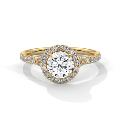 1.0ct Round Brilliant Cut Moissanite Halo Solitaire Ring 925 Sterling Silver Engagement Band