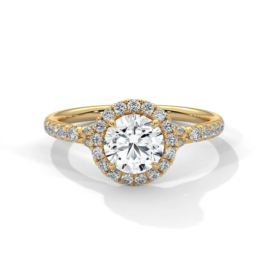 1.0ct Round Brilliant Cut Moissanite Halo Solitaire Ring 925 Sterling Silver Engagement Band