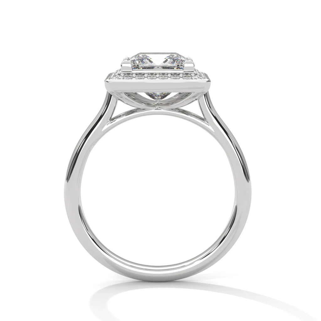 2.0ct Princess Cut Moissanite Halo Solitaire Ring 925 Sterling Silver Engagement Band