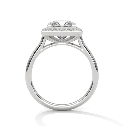 2.0ct Princess Cut Moissanite Halo Solitaire Ring 925 Sterling Silver Engagement Band
