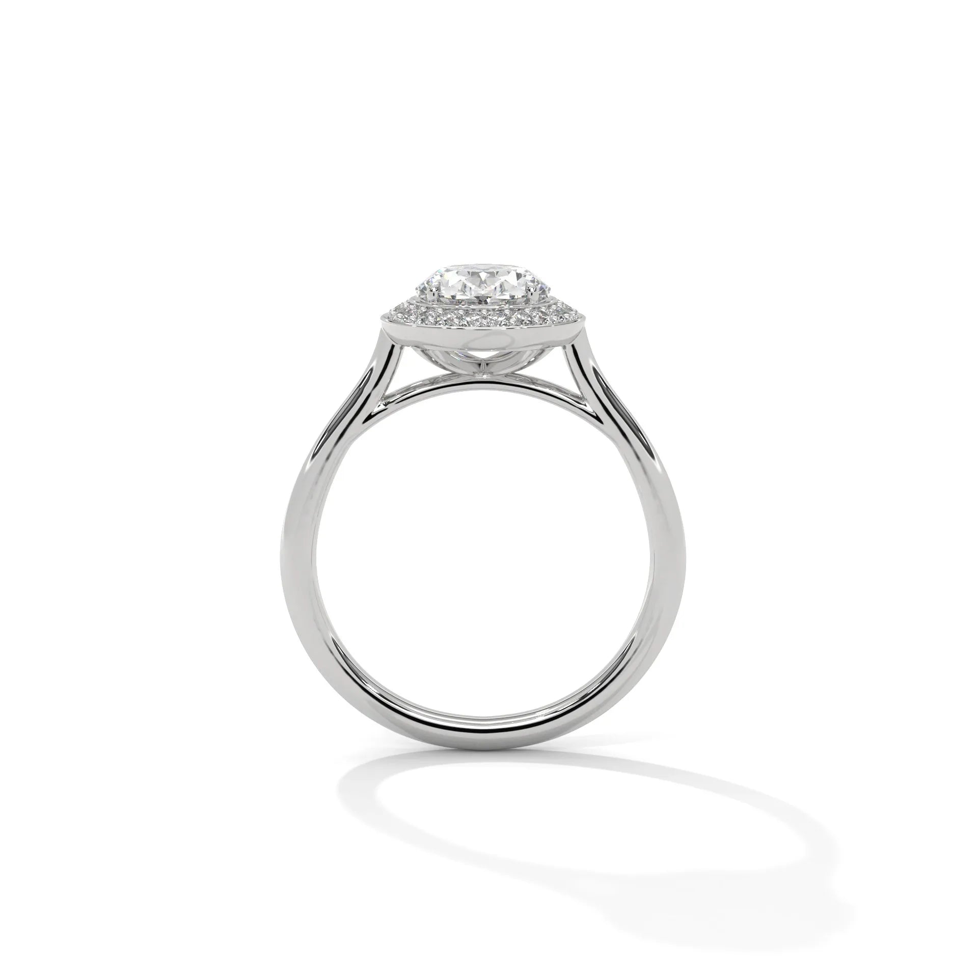 2.0ct Oval Cut Moissanite Halo Solitaire Ring 925 Sterling Silver Engagement Band