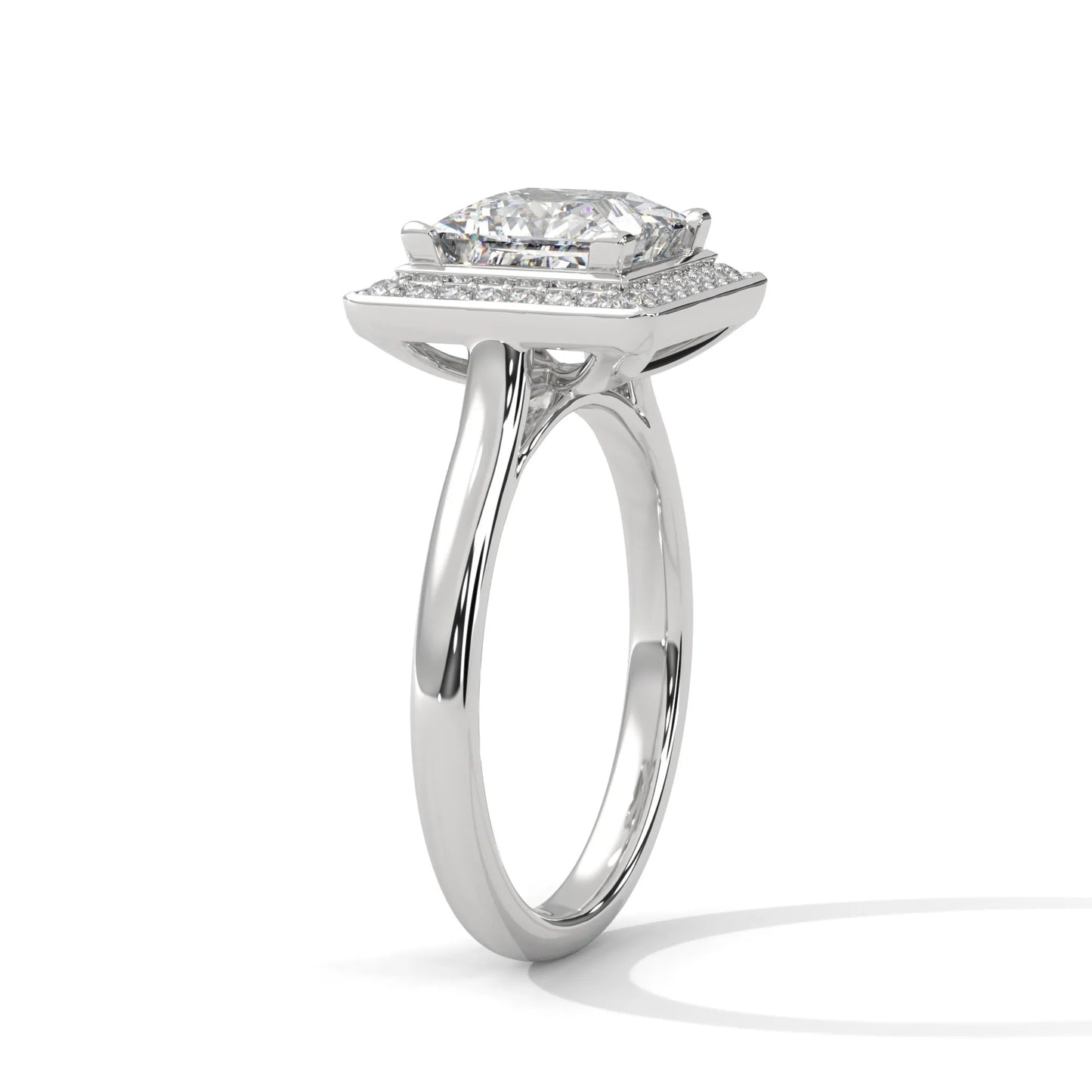 2.0ct princess cut moissanite halo solitaire ring 925 sterling silver engagement band