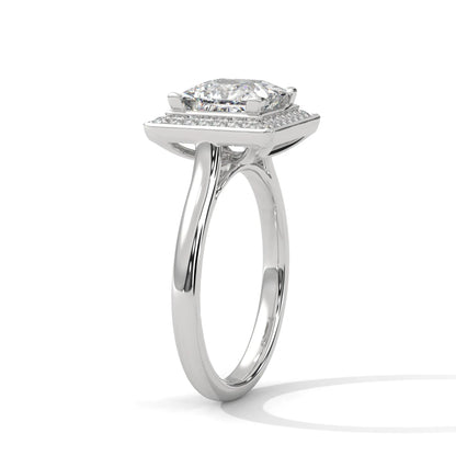 2.0ct Princess Cut Moissanite Halo Solitaire Ring 925 Sterling Silver Engagement Band