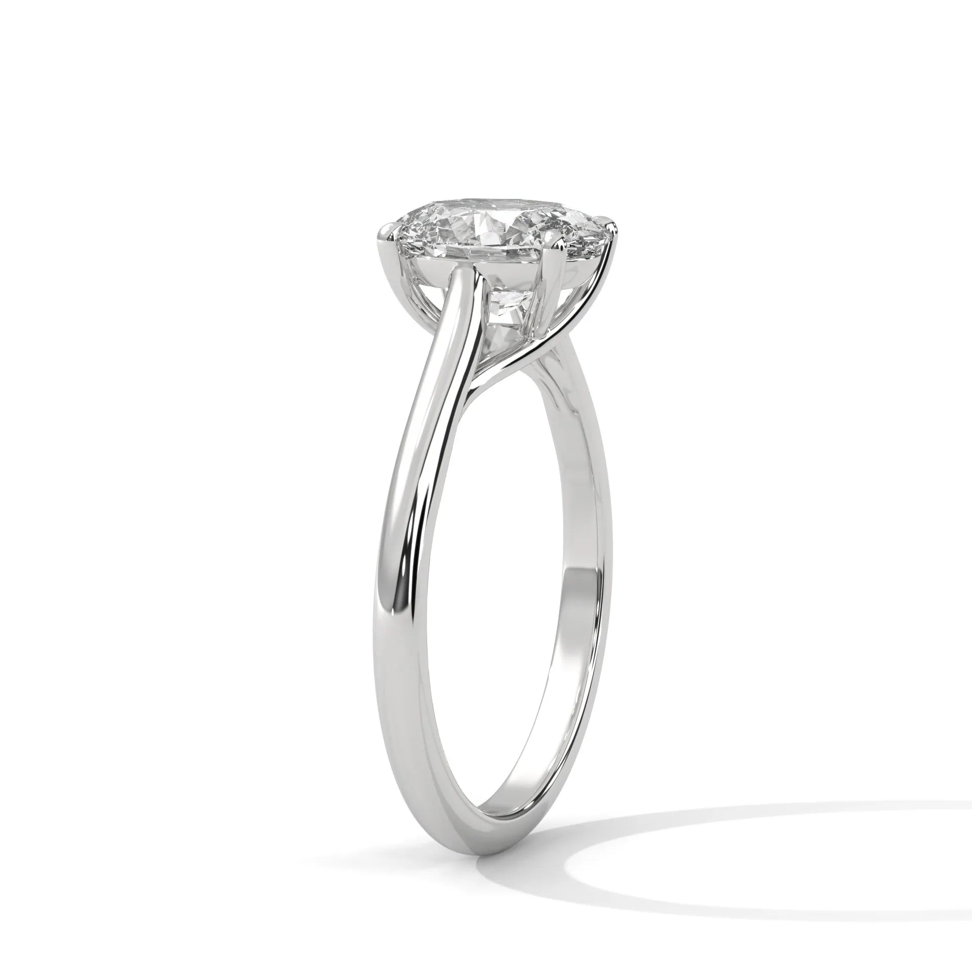 2.0ctw Oval Cut Moissanite Solitaire Ring 925 Sterling Silver Classic Trellis Engagement Band