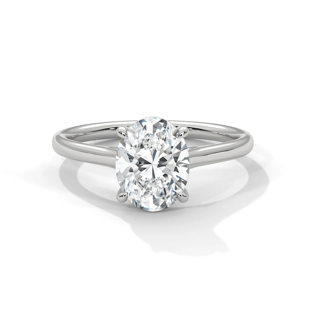 2.0ct Oval Cut Moissanite Solitaire Ring 925 Sterling Silver Classic Engagement Band
