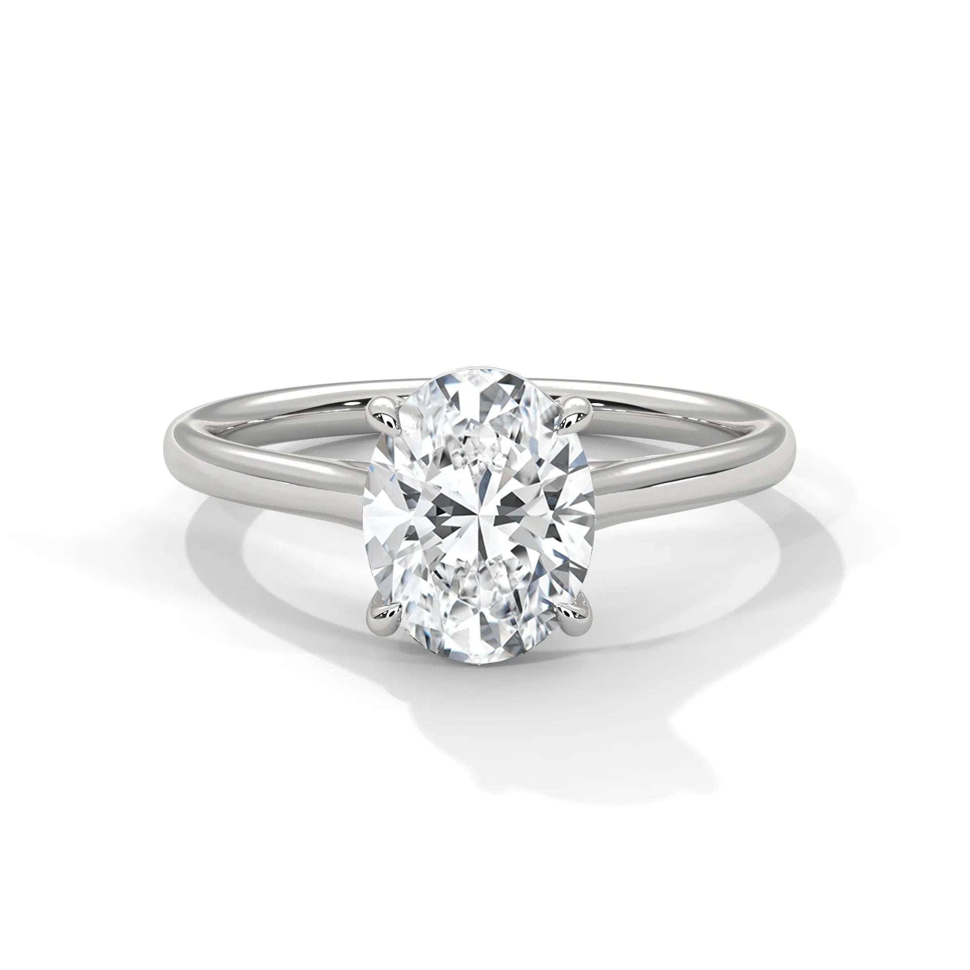 2.0ct Oval Cut Moissanite Solitaire Ring 925 Sterling Silver Classic Engagement Band