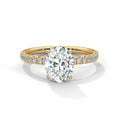2.0ct Oval Cut Moissanite Solitaire Ring with Pave Set Band 925 Sterling Silver