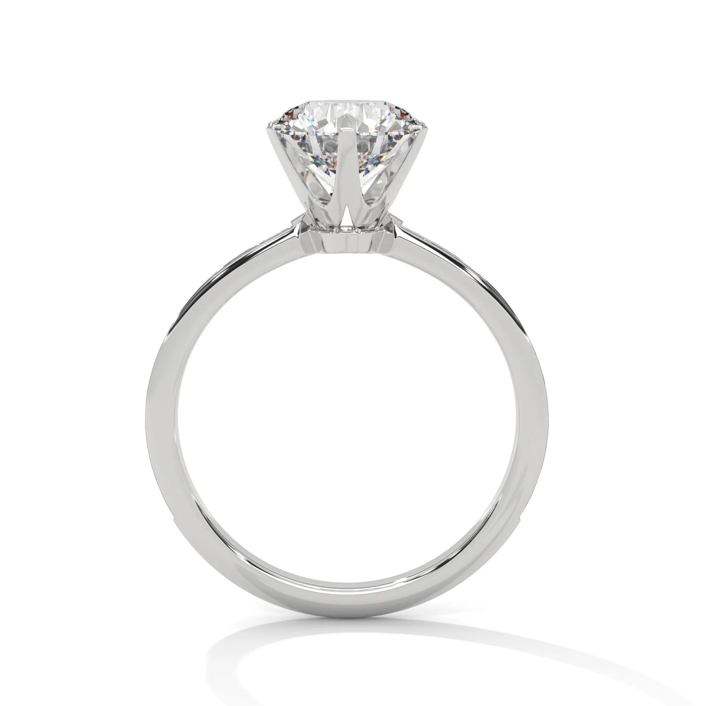 2.24ctw round brilliant cut moissanite solitaire ring with pave set band 925 sterling silver