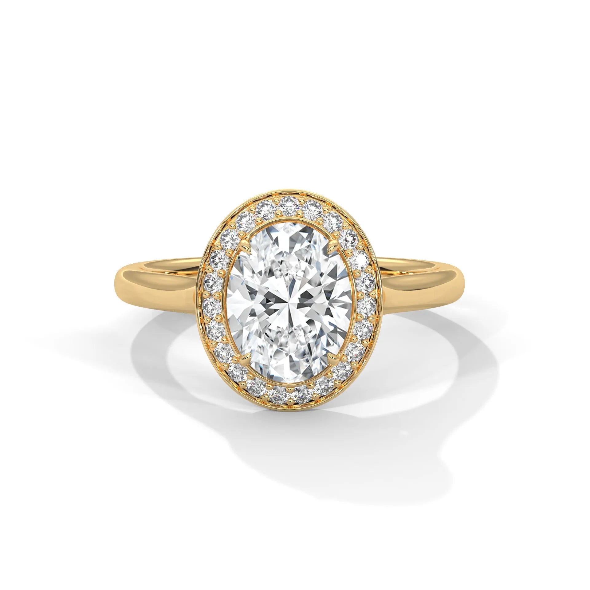 2.0ct Oval Cut Moissanite Halo Solitaire Ring 925 Sterling Silver Engagement Band