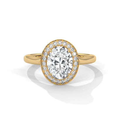 2.0ct Oval Cut Moissanite Halo Solitaire Ring 925 Sterling Silver Engagement Band