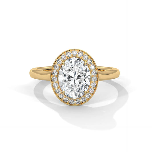 2.0ct Oval Cut Moissanite Halo Solitaire Ring 925 Sterling Silver Engagement Band