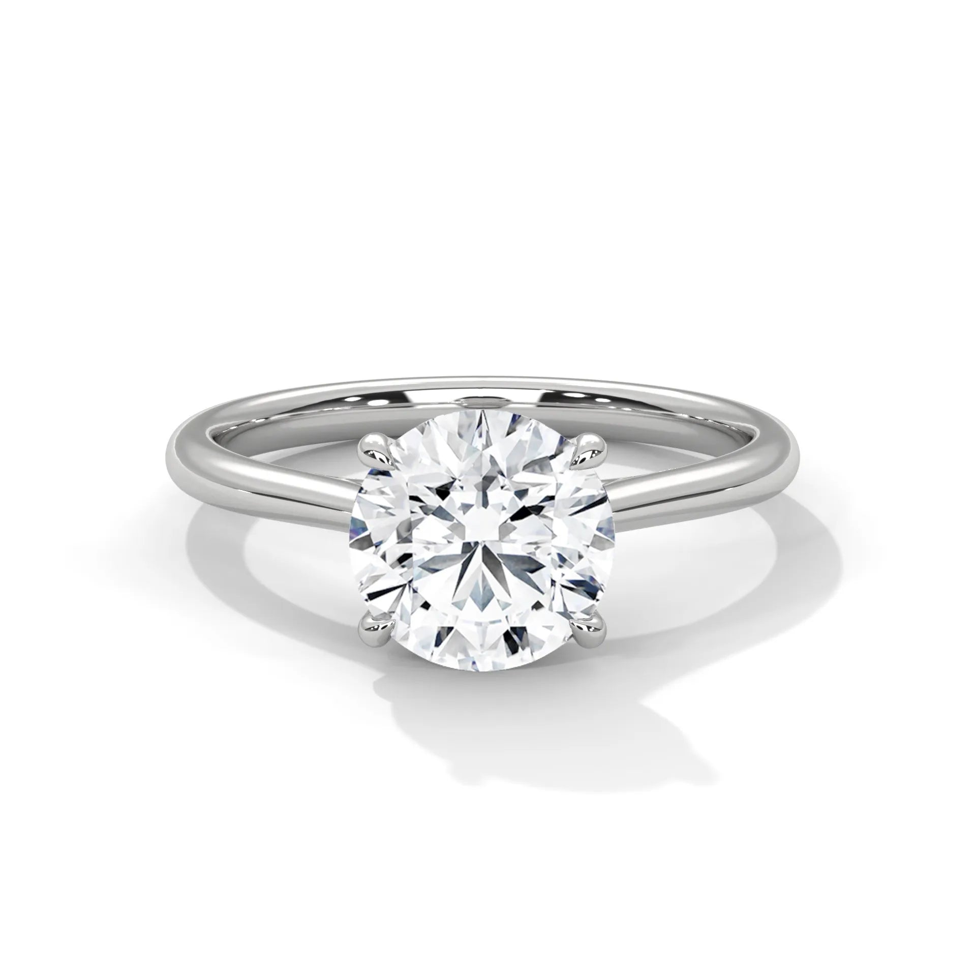 2.0ct Round Brilliant Cut Moissanite Solitaire Ring 925 Sterling Silver Classic Engagement Band