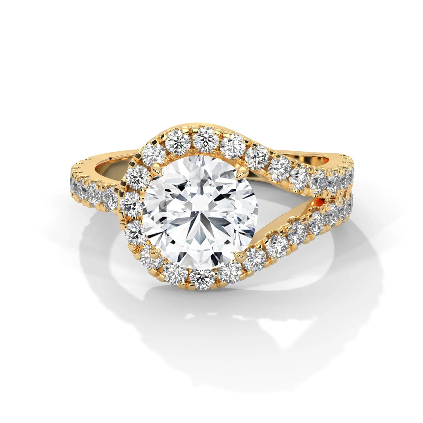 2.54ctw round brilliant cut moissanite bypass halo ring 925 sterling silver engagement band