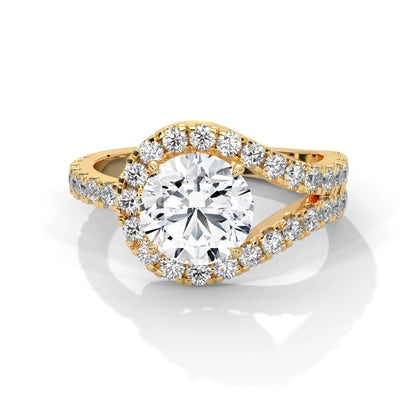 2.54ctw Round Brilliant Cut Moissanite Bypass Halo Ring 925 Sterling Silver Engagement Band