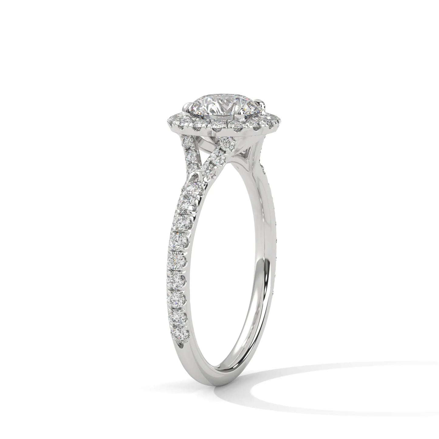 1.0ct round brilliant cut moissanite halo solitaire ring 925 sterling silver engagement band