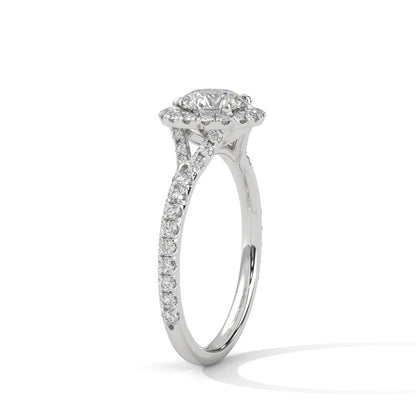 1.0ct Round Brilliant Cut Moissanite Halo Solitaire Ring 925 Sterling Silver Engagement Band