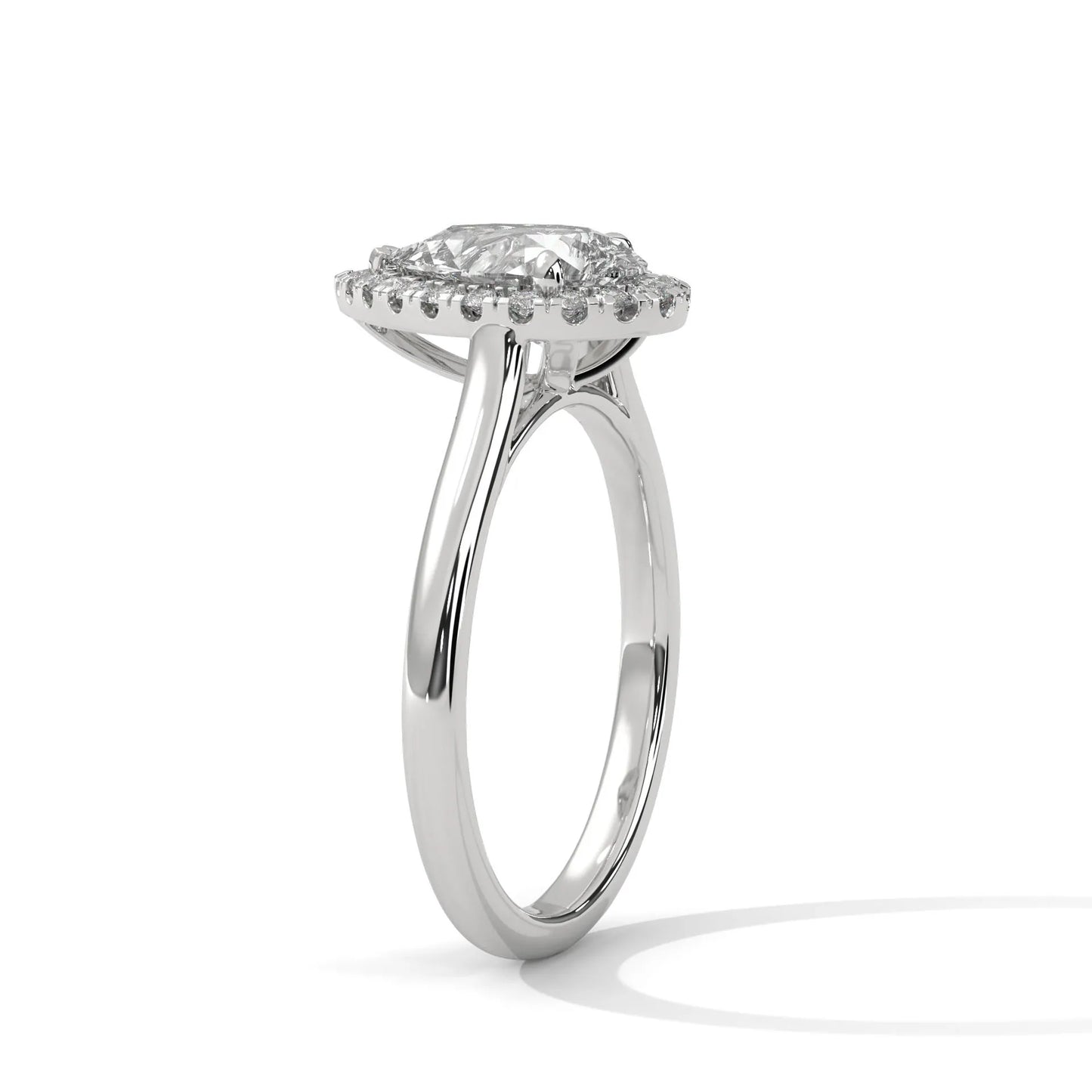 1.5ct pear cut moissanite halo solitaire ring 925 sterling silver engagement band