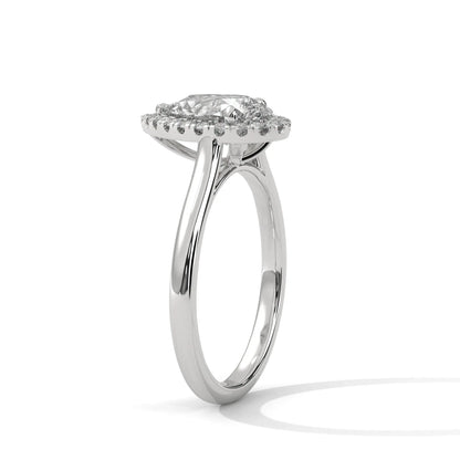 1.5ct Pear Cut Moissanite Halo Solitaire Ring 925 Sterling Silver Engagement Band