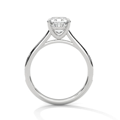 2.24ctw Cushion Cut Moissanite Solitaire Ring with Pave Set Band 925 Sterling Silver